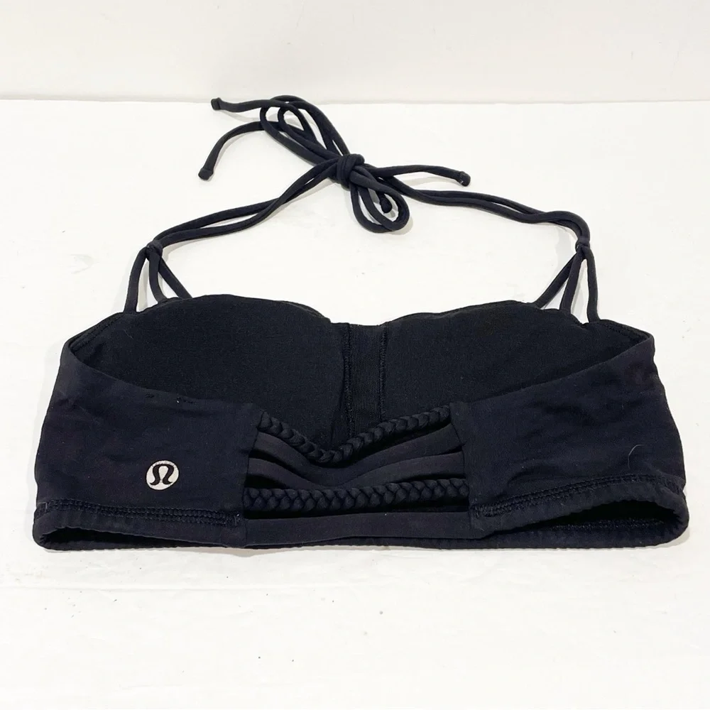 Lululemon Women's Alight Bra Braided Halter Tie Strappy‎ Pink Swim Sports Bra
